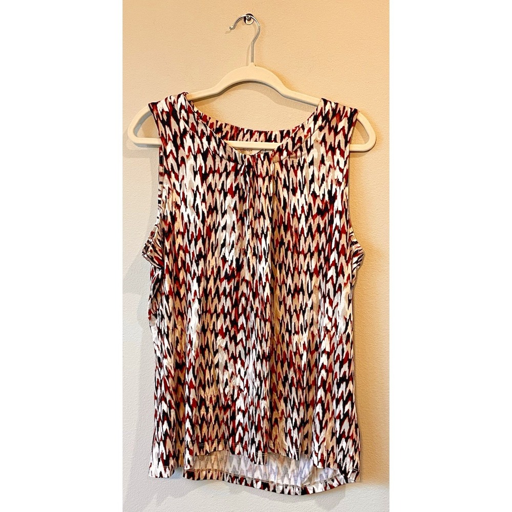 CJ Banks Sleeveless Career Blouse Sz 1X Abstract Flowy Lightweight Dressy D31